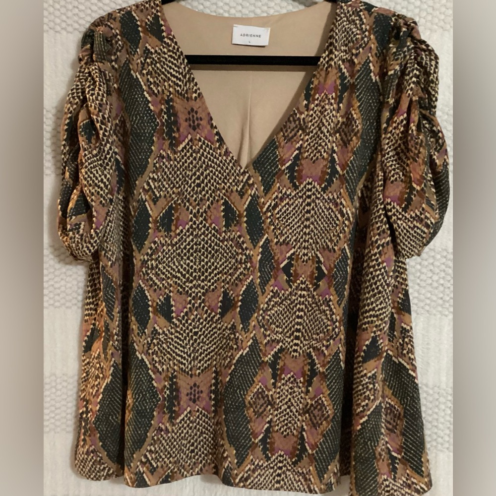 Adrienne Women's Snake Print Blouse - Brown and Black